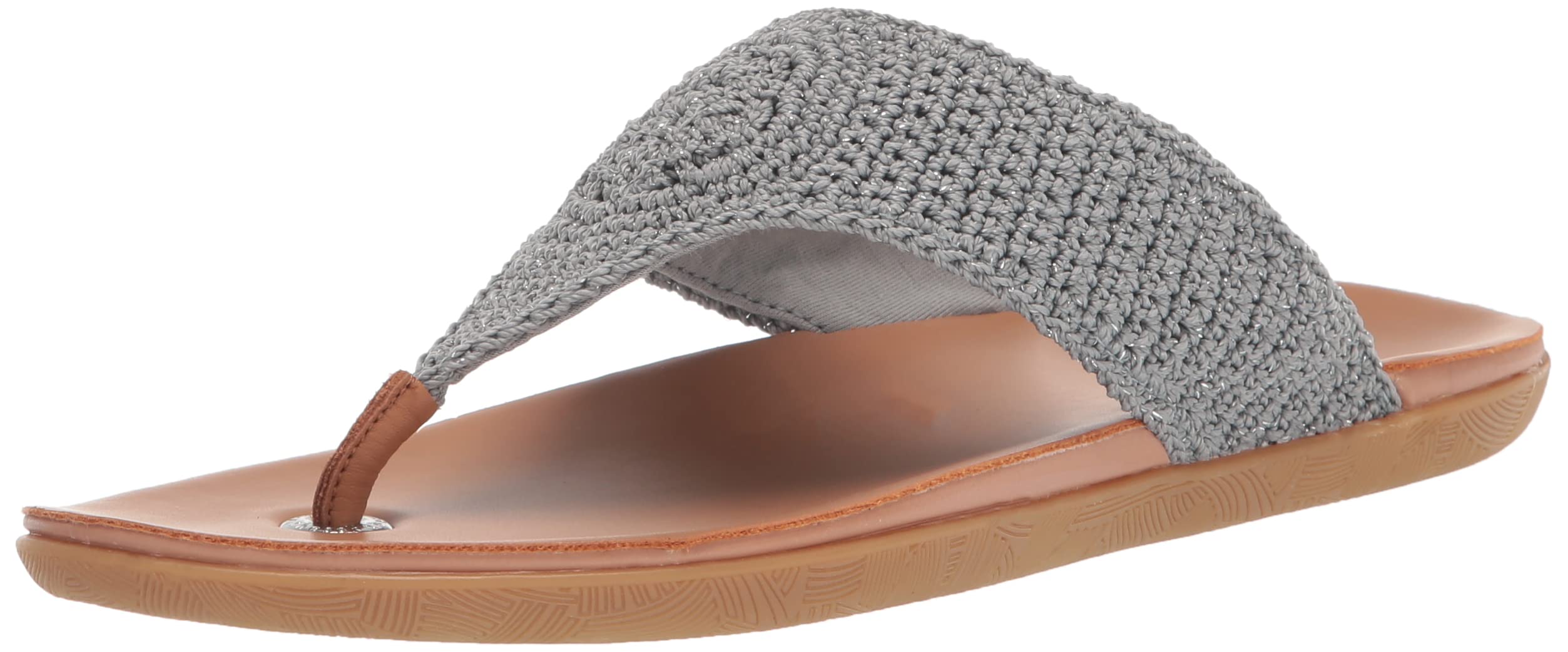 The SAK Women’s Shana Crochet Thong Sandal Flat, Dove Sparkle, 11
