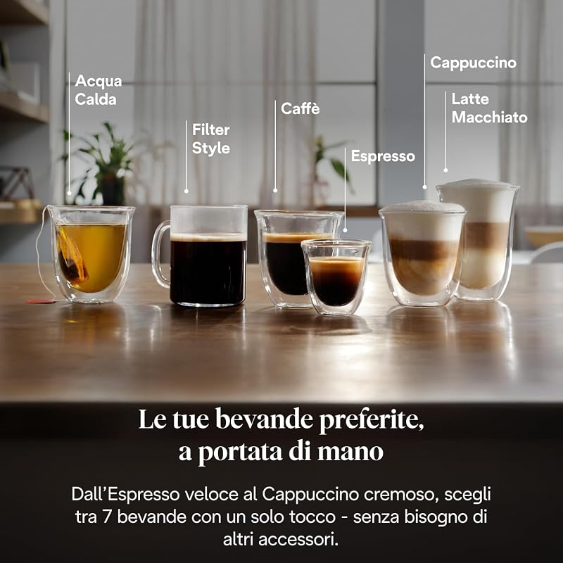 Magnifica Evo ECAM292.81.SB, macchina da caffè con sistema lattiero-caseario, 7 tasti di scelta diretta per cappuccino, espresso e altre specialità del caffè, pannello di controllo, 2 tazze, — foto 4 di 8