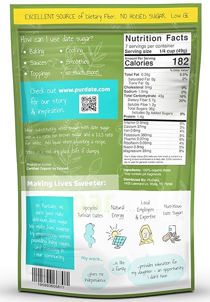 PURDATE ORGANIC DATE SUGAR, 12 OZ