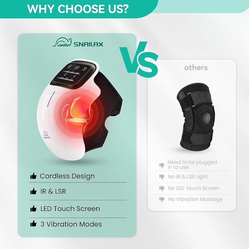 Massageador de joelhos com luz vermelha e calor