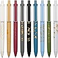 MiSiBao 0.7mm Black Ink Gel Pens Refillable & Retractable Gel Ink Rolling Ball Pens Gilding Process Pattern Smooth Writing Gel Pen (9-pack)