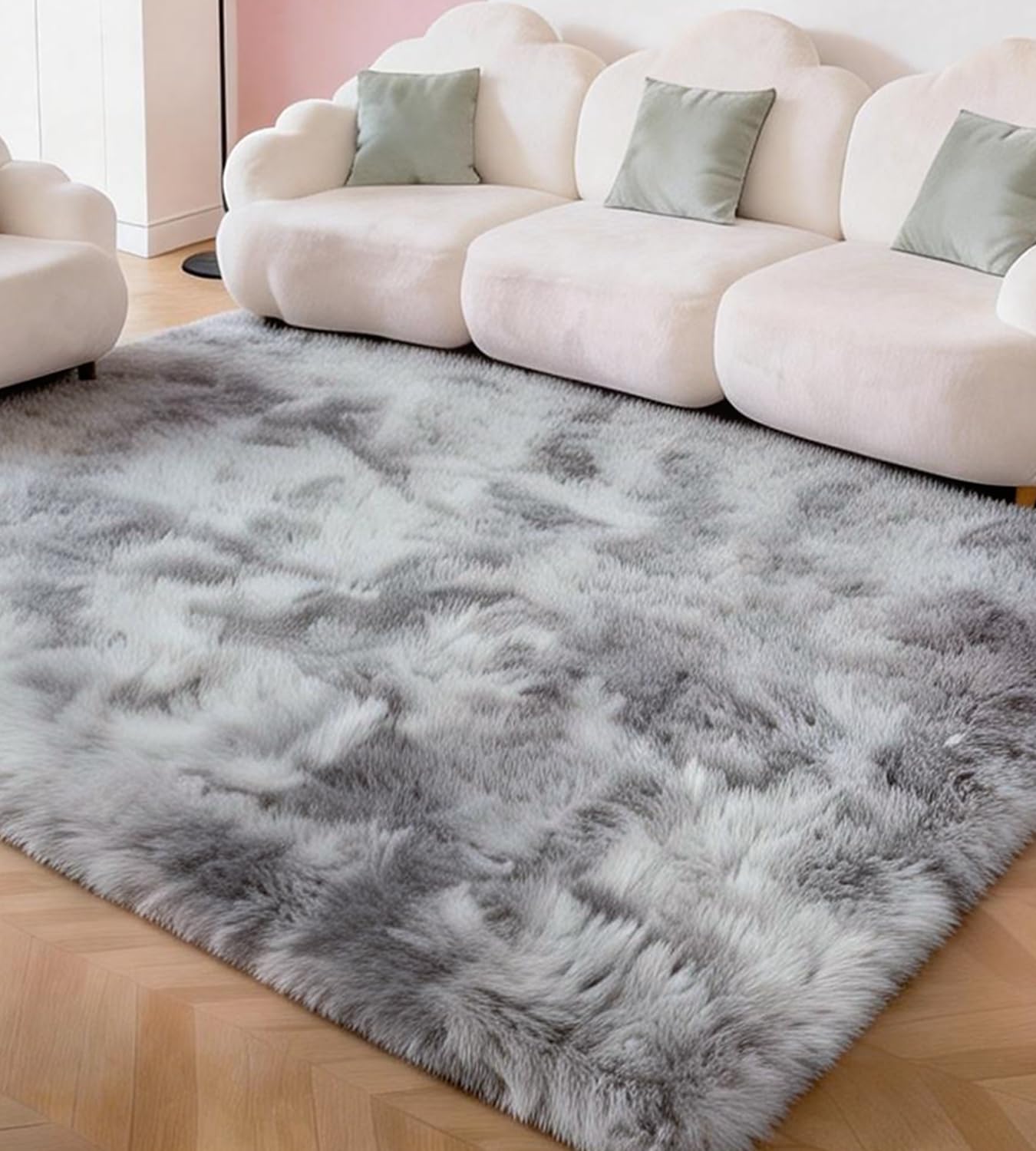 MARATIP Rugs Living Room 160 x 230 cm Light Grey Washable Anti Slip Fluffy Shaggy Rugs — image 1