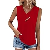 Sampeel Tank Top for Women Summer Button Down V Neck T Shirts Sleeveless Loose Fit Fashion Tops 2026
