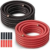 8 Gauge Wire (25FT Each, Red/Black), Primary Automotive Amplifier Power & Ground Wire, Car Battery Cable, Car Audio Amplifier, Car Fuse, 8AWG CCA, Translucent Cable with 10 Heat Shrink Tubing