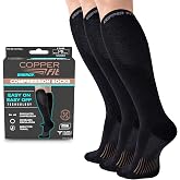 Copper Fit&reg; Energy Compression Socks (3 Pack) | Easy On, Off | Circulation &amp; Swelling Relief | Ideal for Travel, Nurses, Running, &amp; Recovery | Men &amp; Women