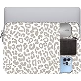 GABraden Laptop Sleeve Bag 13 13.3 13.6 14 inch,with Pocket Water Resistant Durable Computer Bag Compatible with 13 inch MacBook Pro/Air,iPad Pro12.9,Dell,Chromebook,HP,Surface(Grey Leopard Cheetah)