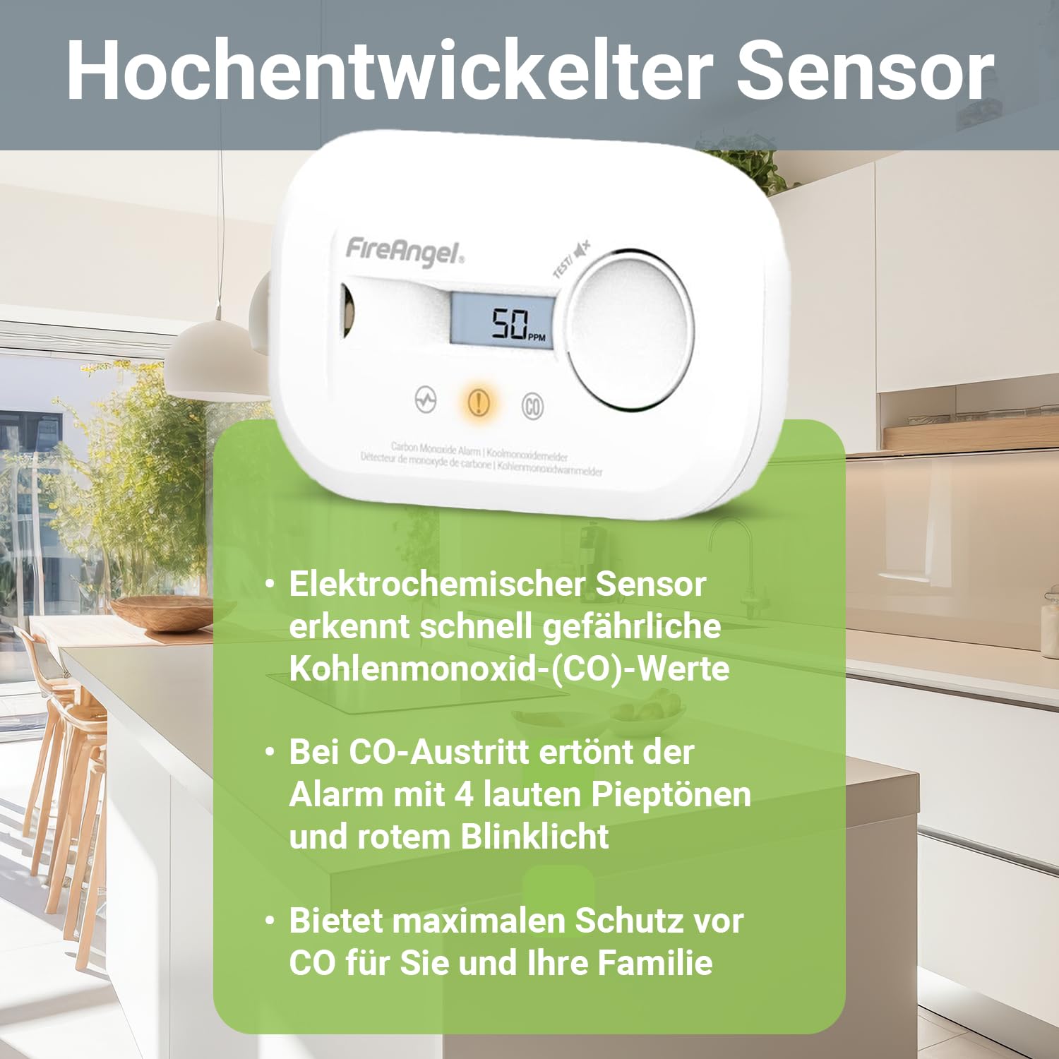 FireAngel FA6812 Kohlenmonoxid Melder, Tragbarer CO Melder mit LCD Anzeige – Mit 10-Jahres-Sensor - Für Zuhause, Reisen & Wohnwagen 6