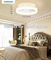 VOLISUN 13 inch Small Ceiling Fans with Lights and