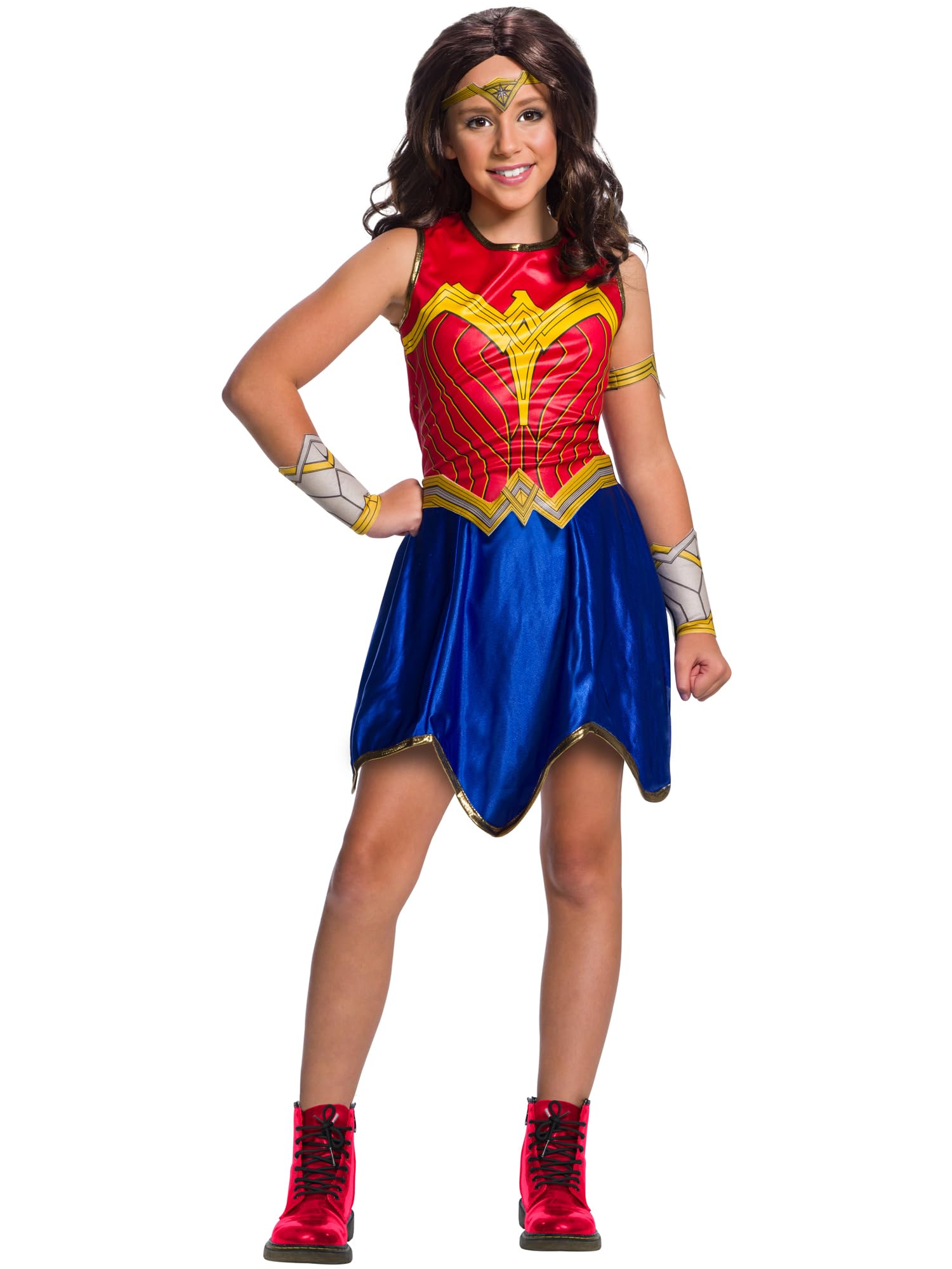 Rubies Official DC Supergirl and Wonder Woman Costume Bundle, Childrens Super Hero Fancy Dress Up, Size Large Halloween