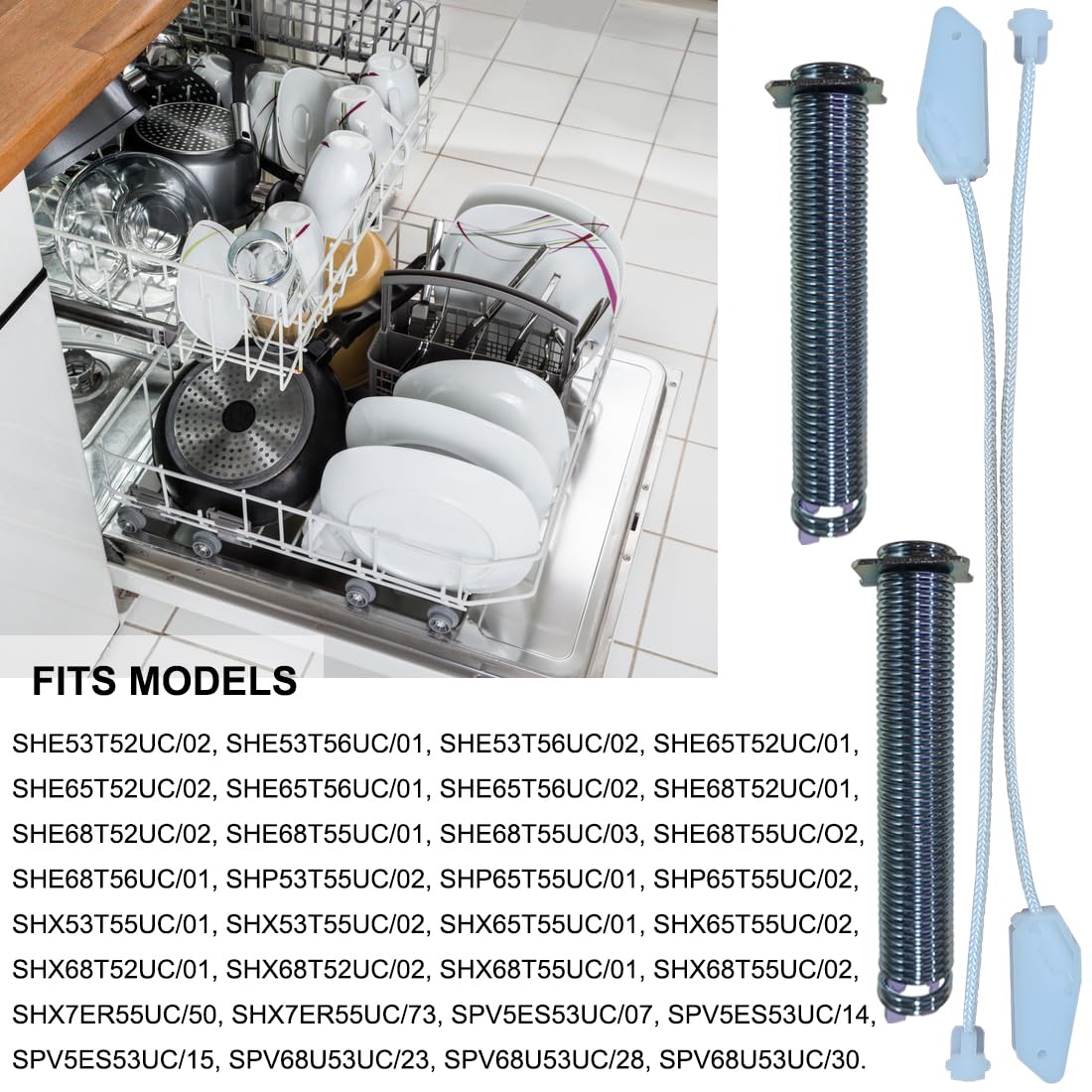 NEW Upgraded 00754866 Dishwasher Door Spring & Cable Kit for Bosch Thermador Gaggenau AP5804978 PS8770519 3279707 00623540 00627230 00659339 00751392 12004119