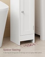 VASAGLE Slim Bathroom Floor Cabinet with Door Cloud White BBC311W01 view 7