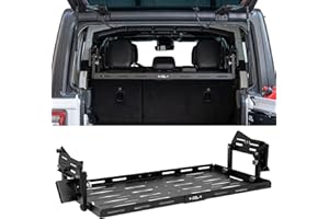 JOYTUTUS Rear Cargo Rack Basket Compatible with Wrangler JL 2018-2023 (Hard-Top Only, Not Fit 2024-2026), 350 LBS Adjustable Height Trunk Interior Luggage Basket Big Storage Carrier, Black