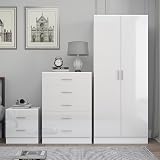 Reflect Modern Bedroom Furniture Set: Wardrobe, Tallboy, Bedside Table view 3