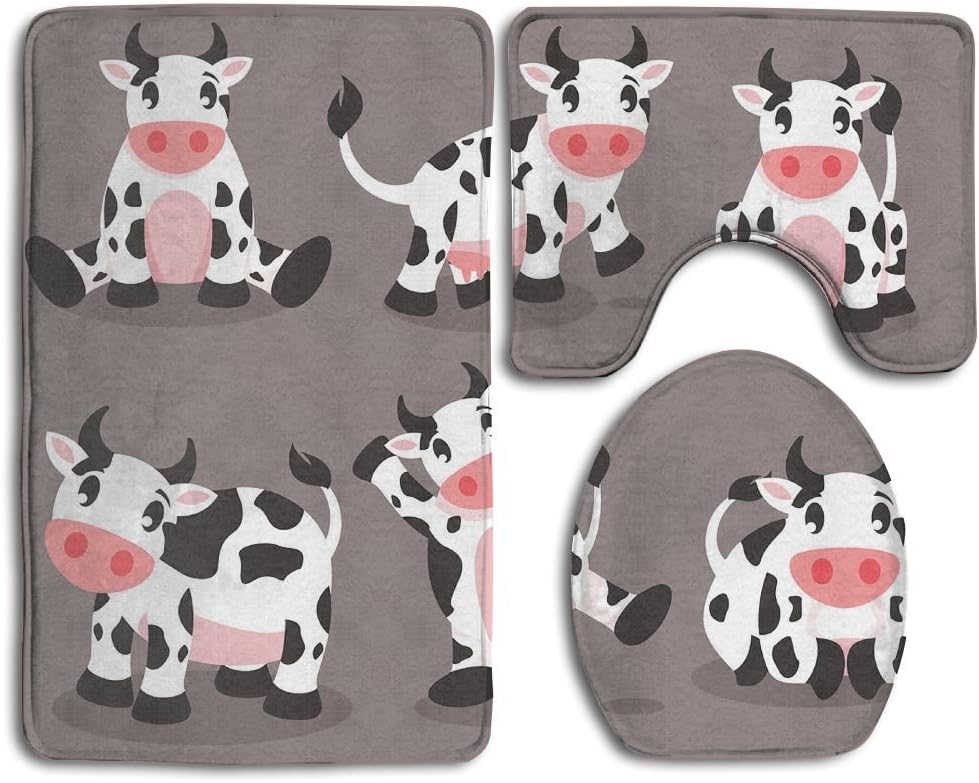 Cute Cartoon Cow Bath Mat Bathroom Carpet Rug Washable Non
