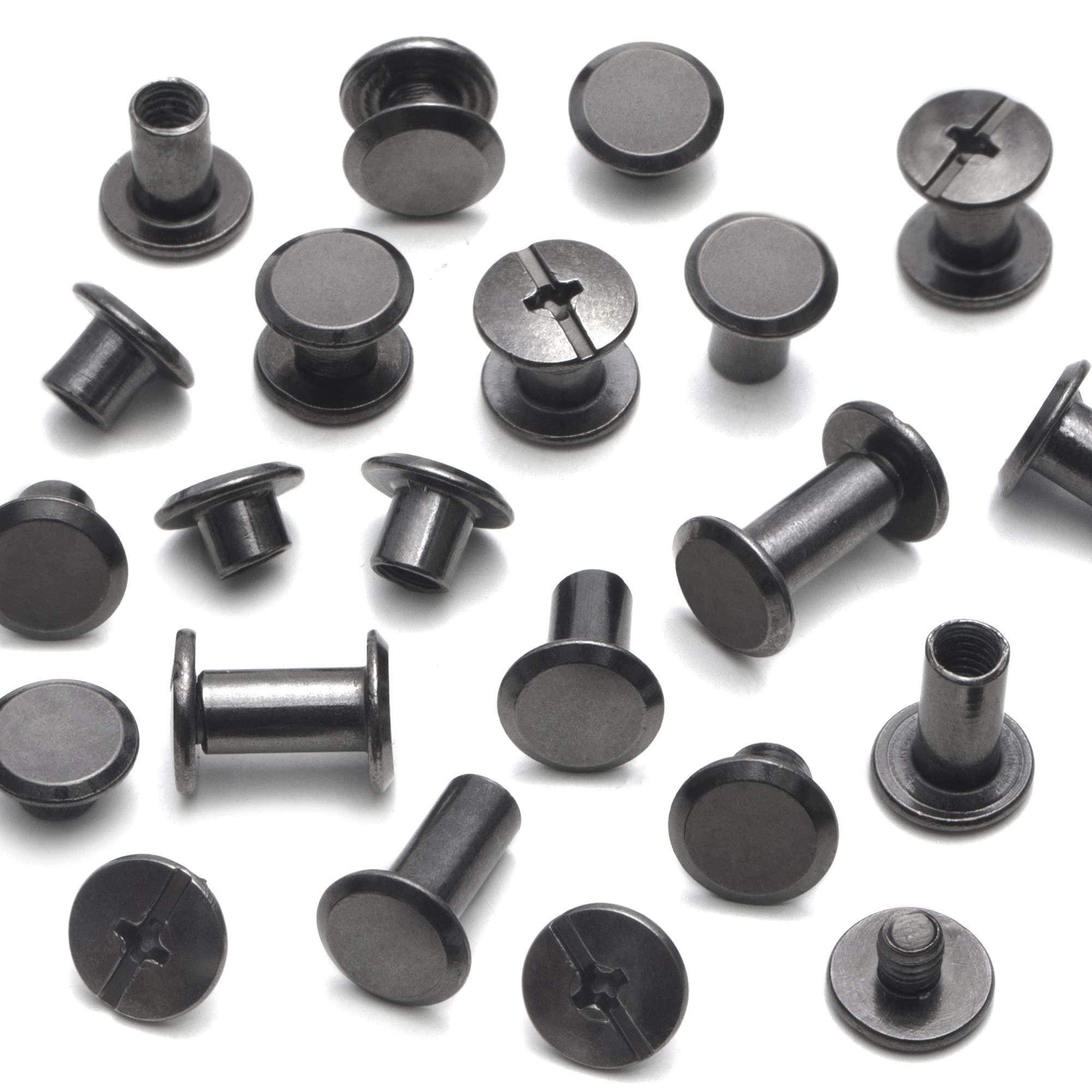 110Sets Chicago Screws Leather Rivets Assorted Screw Rivets Chicago Binding Screws for Decorate and Repair Leather Craft Belt Bag Shoes Purse Bookbinding (Gunmetal Black, M5*4,5,6,8,10,12)