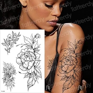 Handaxian 5pcs Temporaire Tatouage Fleur Noire Tattoo Sleeve