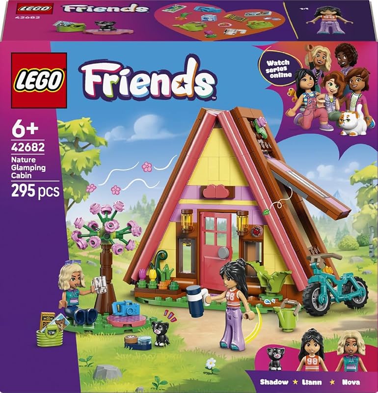 Friends Cabaña de Glamping en la Naturaleza – Casa de Juguete con 2 Mini Muñecas, Figura de Gato y Accesorios Inc. Camas y Comida – Regalo de Cumpleaños para Niñas de 6+ Años – 42682