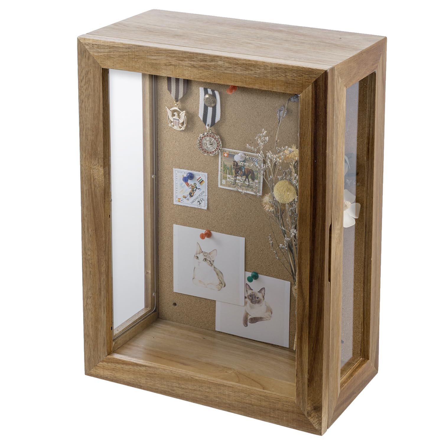 Photo 1 of MyGift 11 x 15 Inch Wall Mounted Acacia Solid Wood Deep Shadow Box with Cork Back, Premium Clear Acrylic Viewing Panels, and Hinged Door with Magnetic Closure