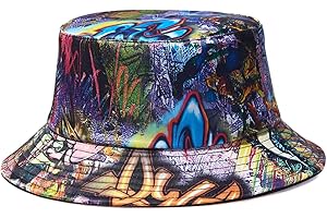 Quanhaigou Reversible Printed Bucket Hat,Summer Beach Outdoor Cap