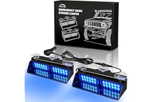 Tiannor Emergency Dash Strobe Lights Blue Hazard Warning Flashing Safety Dash Front/Rear Windshield Visor Lights for Police Firefighter Vehicles Trucks Cars...(2x9 inch, 48LEDs)