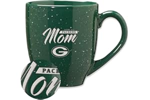 Rico Industries NFL Football Mom Red 16 oz Team Color Laser Engraved Speckled Ceramic Coffee Mug
