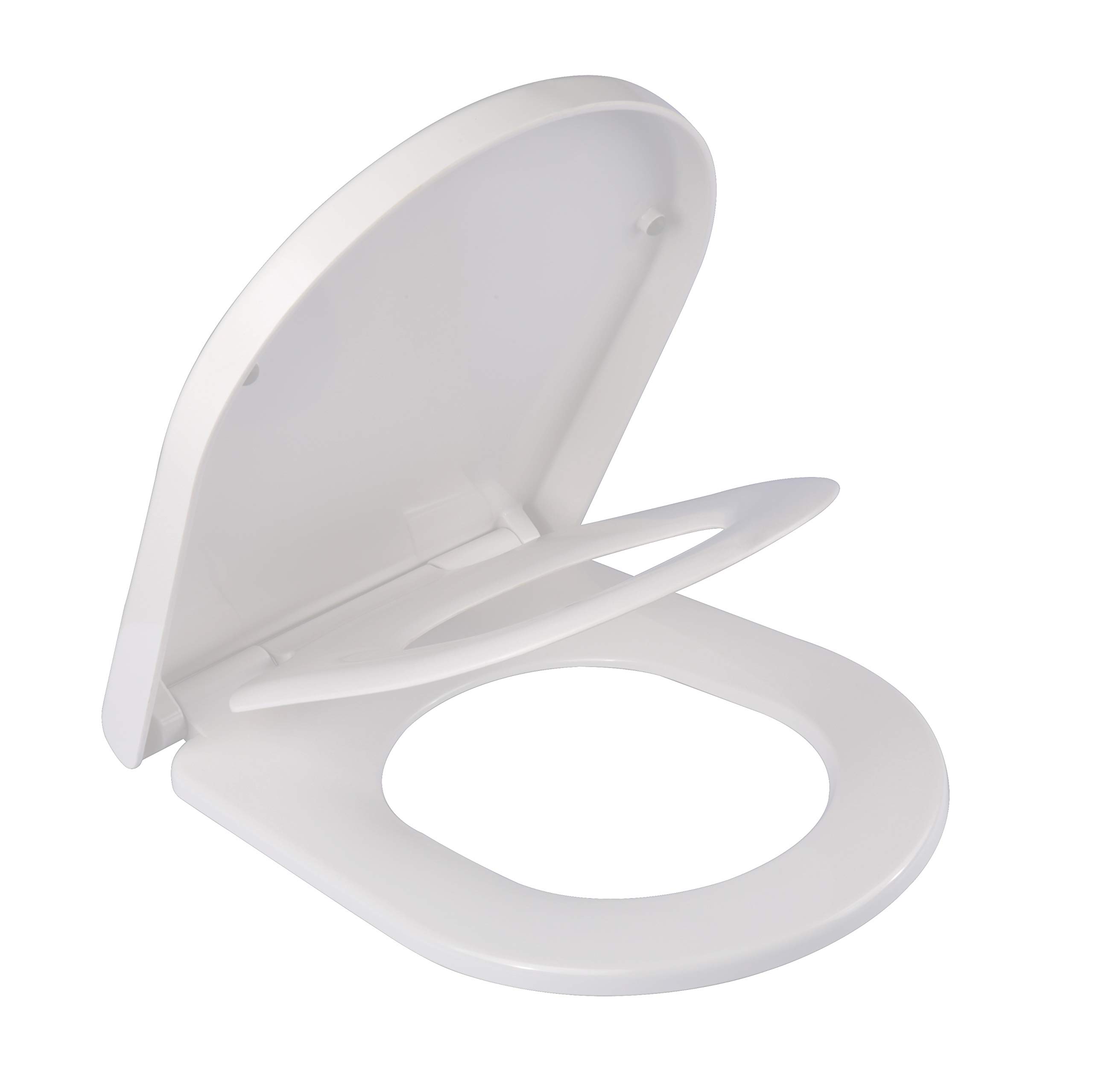 Grünblatt High-End Duroplast 515063 Toilet Seat D-Shape for Families with Children 3-Way Soft-Close Mechanism Toilet Seat Removable for Cleaning