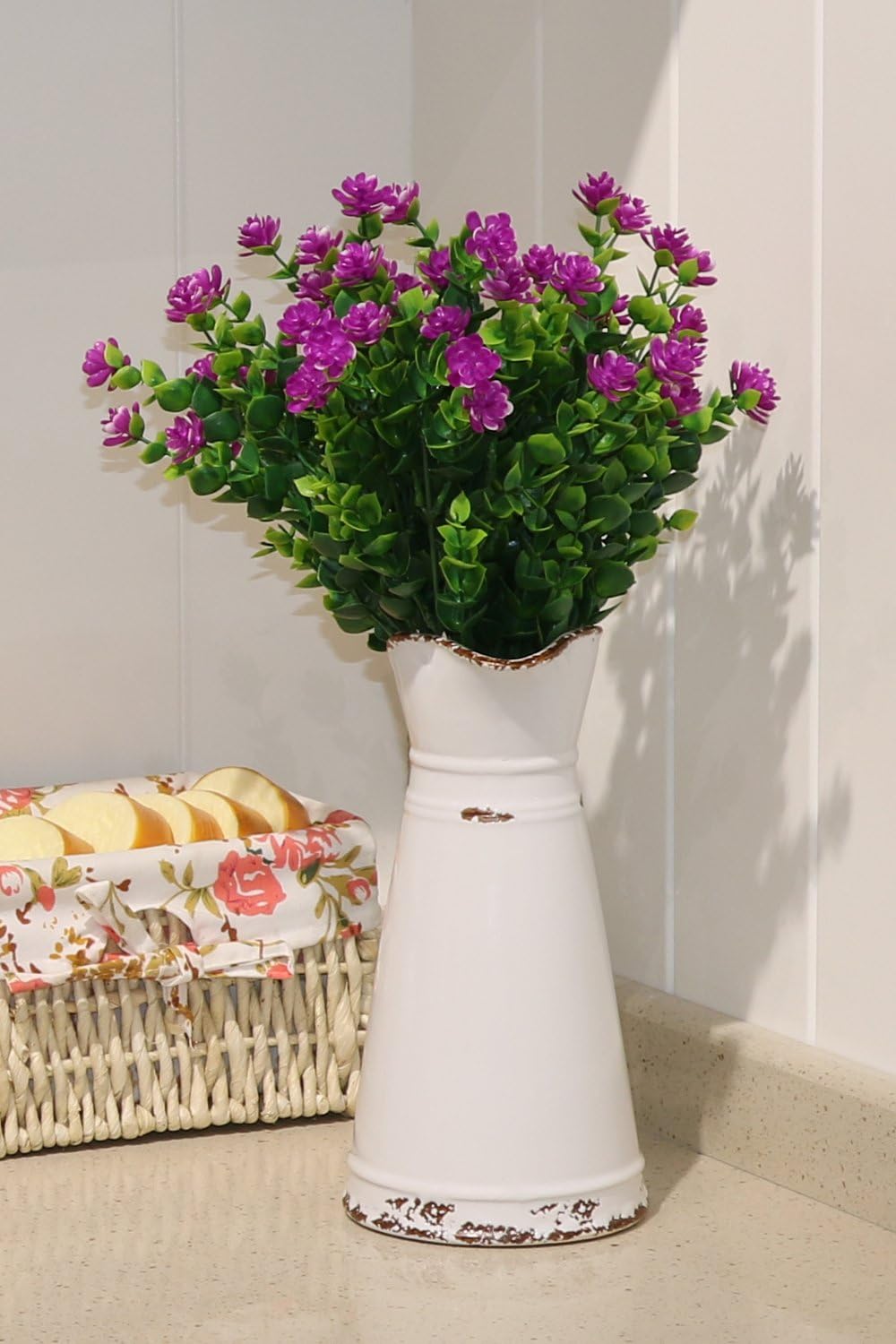 Amazon Com Livissima 4pcs Fake Spring Flowers Plastic Artificial Greenery Shrubs For Indoor Outdoor Home Kitchen Garden Veranda Patio Yard Decorations Amethyst