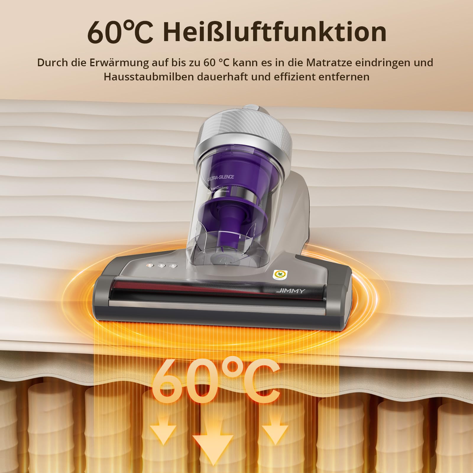 Jimmy JV35 Milbensauger für Matratzen mit UV-C Licht 700W Leistung, Matratzensauger mit Heißer Wind Funktion, Doppelter Zyklon, Bett-Staubsauger und Matratzenreiniger für Matratzen, Betten, Sofa 4
