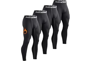 HeliosCloak 4 Pack Men's Thermal Compression Pants Fleece Lined Sports Tights Leggings Winter Athletic Baselayer Bottoms