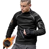 FREE SOLDIER Men's Tactical Fleece Lined Jacket Long Sleeve Crewneck Sweatshirts Pullover with Pockets Commando Sweater