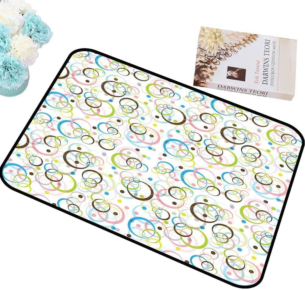 Kitchen Carpet,Brown and Blue Intertwined Circles Traditional Polka Dots Pattern Abstract Graphic Design,Rug,4 x 6 Feet(47 by 71 inch) Multicolor