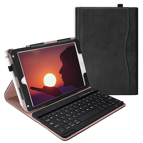 Tastatur Hülle iPad 9.7 für iPad 2018 (6th Gen)/iPad 2017/iPad Pro 9.7/iPad Air 2/1, Abdeckung iPad mit Deutsche Tastatur QWE