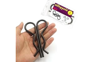 Alloygold 2Pcs Heavy Duty Hitch Pins Clip R Clips Cotter Pins, Black Zinc Plated Spring Retaining Wire Hair Pins， Large for Trailer Tractors Mower Carts Truck Pin Clip，Strong Spring Tension M6x120mm