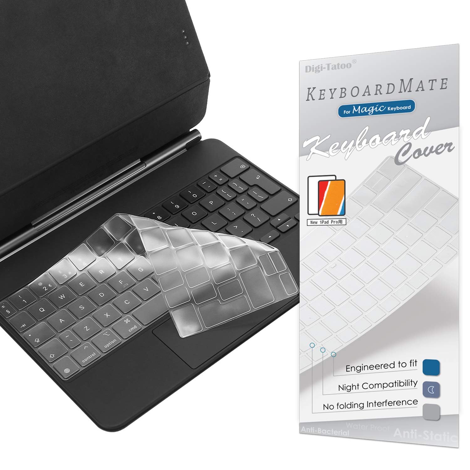 Digi-Tatoo Keyboard Cover Compatible with 2024 Magic Keyboard for iPad Air 11-inch (M2) and old Magic keyboard for old iPad Air (5th 4th)/old iPad Pro11, TPU, skin protector (British/Euro Layout) — image 1