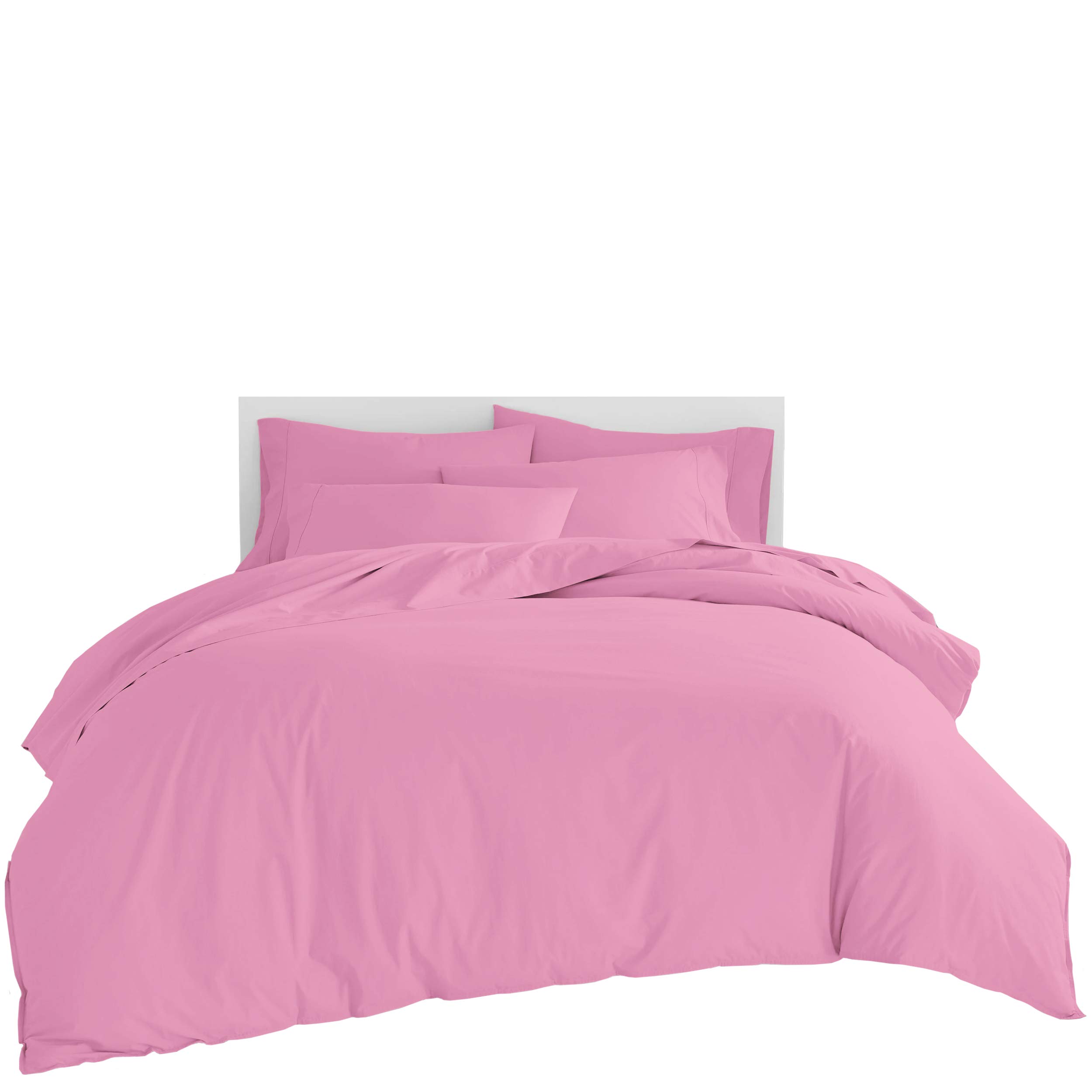 Homely Ideas Plain Dyed Duvet Cover Set With Pillowcase Quilt Bedding (PINK, KING)