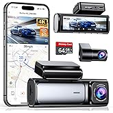 Affver 4K Dash Cam Front and Rear, Built-in 5G WiFi GPS, 64GB Card Included, 3.59'' IPS Screen Dash Camera for Cars, Dual Dashcam with G-Sensor, Loop Recording, WDR, Night Vision, 24H Parking Monitor