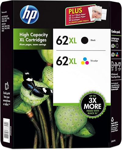 HP 62XL Black & Colour Original Ink Cartridges - New & Sealed