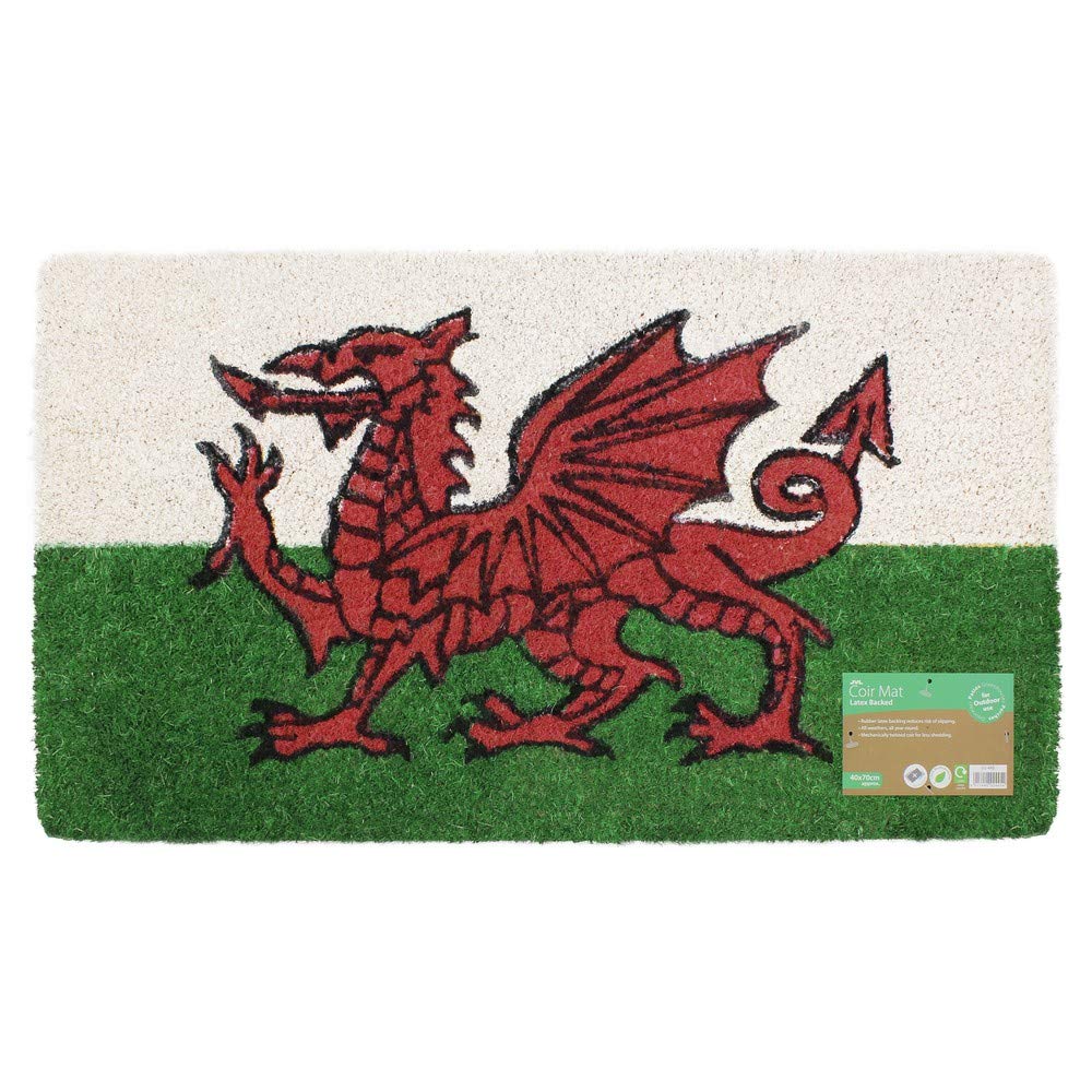 JVL Cymru Welsh Dragon Wales welcome coir coconut door mat 30 x 60cm home caravan office