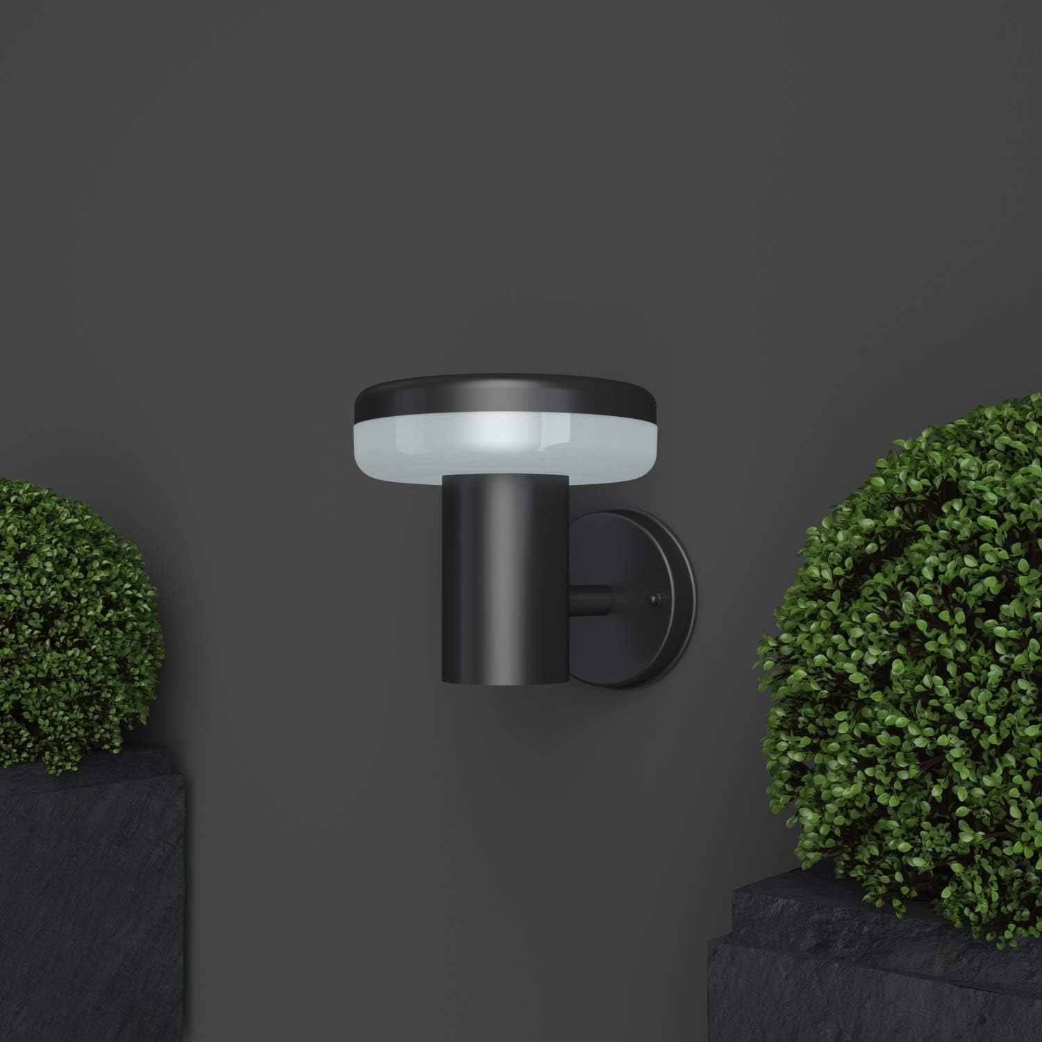NBHANYUAN Lighting LED Outdoor Wall Light Fixtures Exterior Wall Sconce Black Stainless Steel Weatherproof 3000K Warm Light Front Door Porch Light 9W 110V 1000LM [Energy Class A+] - - 