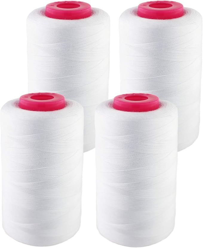 4 Pack of 6000 (24, 000 Total) Yard Spools White Sewing