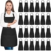 IJRPLM 24Pcs Bib Apron with 2 Pockets,Adjustable Bib Aprons,Water Oil Resistant Aprons Bulk for Kitchen Cooking BBQ