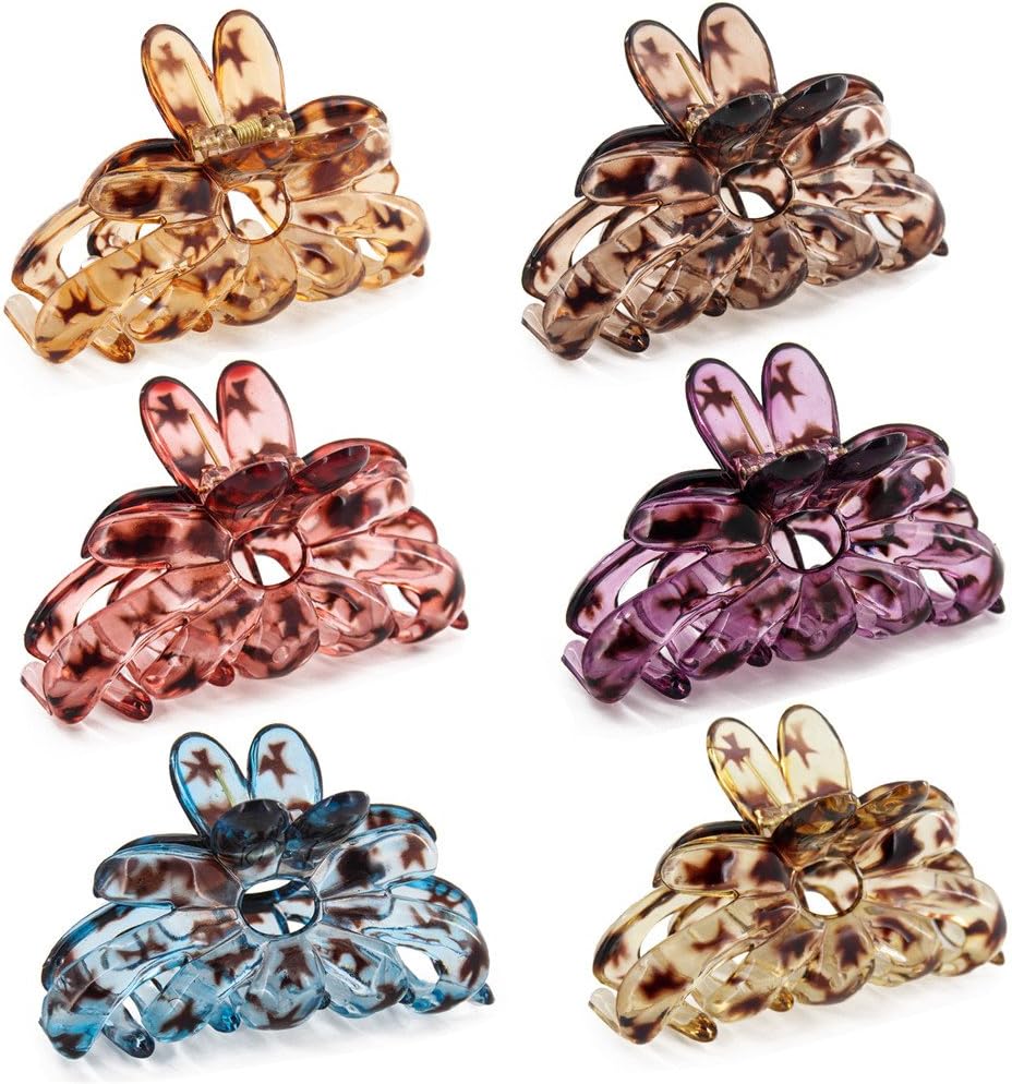 Yeshan Large Size 3.5" Plastic Resin Jaw Claw Hair Clip for Women,Pack of 6