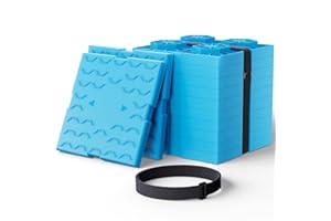 PAULINN RV Leveling Blocks 12 Pack, Heavy Duty Camper Leveling Blocks with 2 Velcro Straps, Interlocking Sturdy RV Blocks for Single & Dual Wheels, Stackable Jack Blocks, Customizable Height, Blue