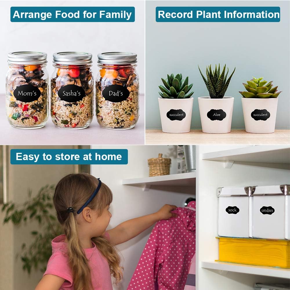208PCS Chalkboard Labels Stickers, Waterproof Removable Erasable Decorative Premium Label Sticker with Chalk Marker for Pantry, Bottles, Mason Jars, Containers, Organize Your Kitchen&Office (White marker) : Office Products