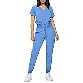 Monarch Uniforms Slim Fit Stretchy Scrubs Women's Jogger Scrub Set Slim Jogger Scrubs with Tuck-In Top for Women
