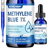 Methylene Blue Pharmaceutical Grade - Liquid Drops Methylene Blue Supplement for Humans - Cellular Energy & Mitochondrial Support with Vitamin C B12 - No Formaldehyde, No Alcohol - 2 fl oz