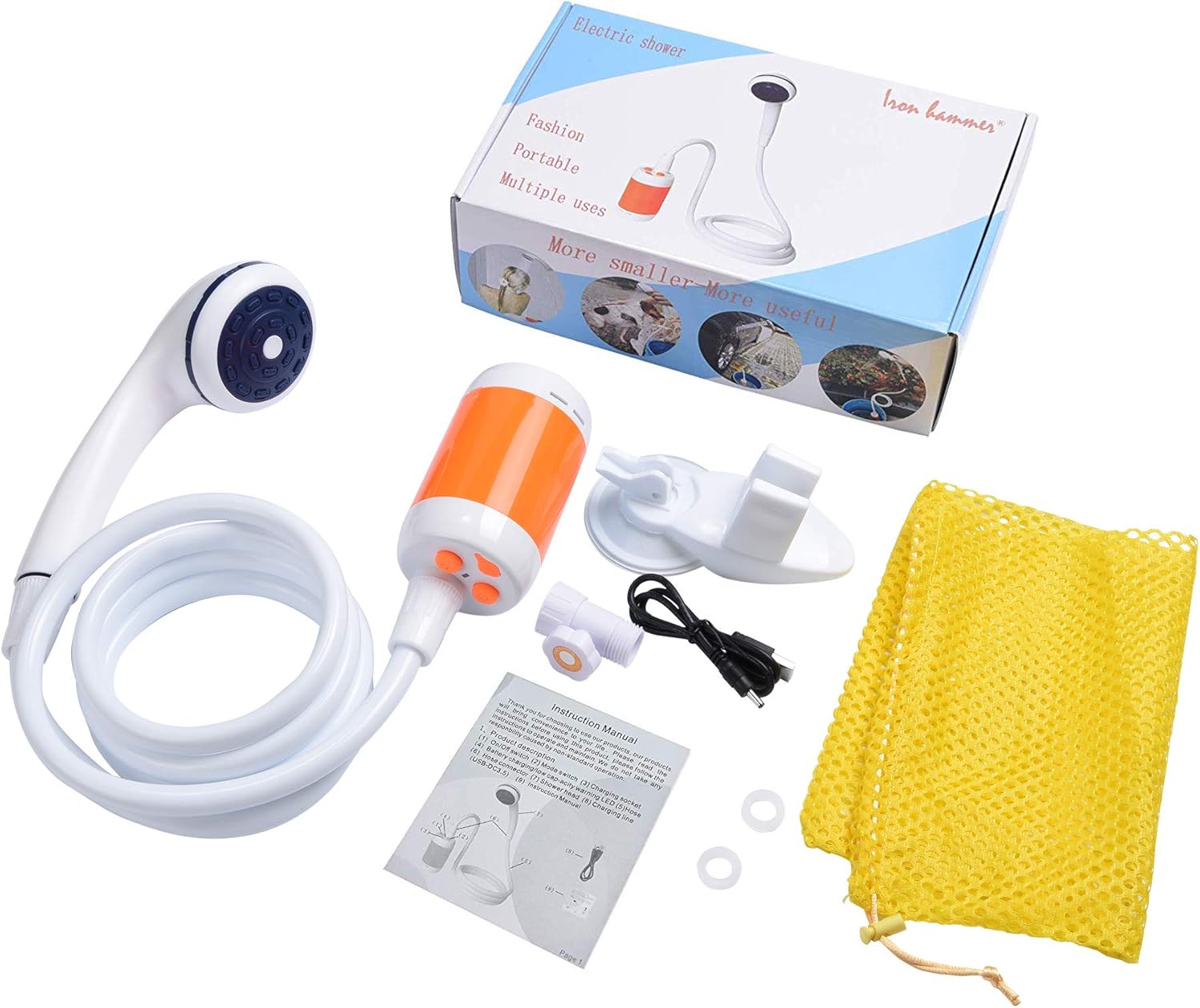 Iron Hammer Portable Shower Camp Shower Rechargeable Shower high Capacity 4800mAh Camping Shower pet Shower, with Shower Valve (Shower with Water Valve) : Sports & Outdoors