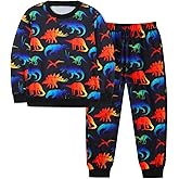 Ochine Toddler Boy Clothes T-Rex Dinosaur Print Long Sleeve Pullover Sweatshirt Tops Pants 2Pcs Boys Fall Winter Outfits 2-8T