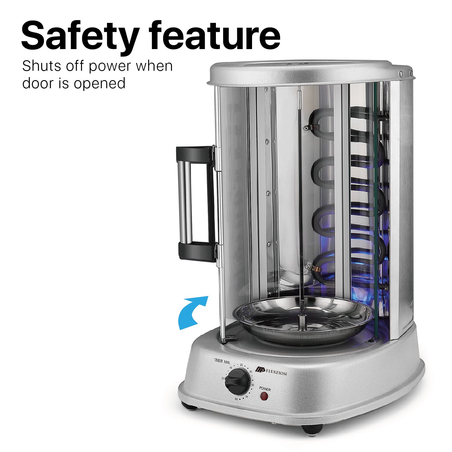 Flexzion Vertical Tower Rotating Rotisserie Oven Grill Shawarma Kebab