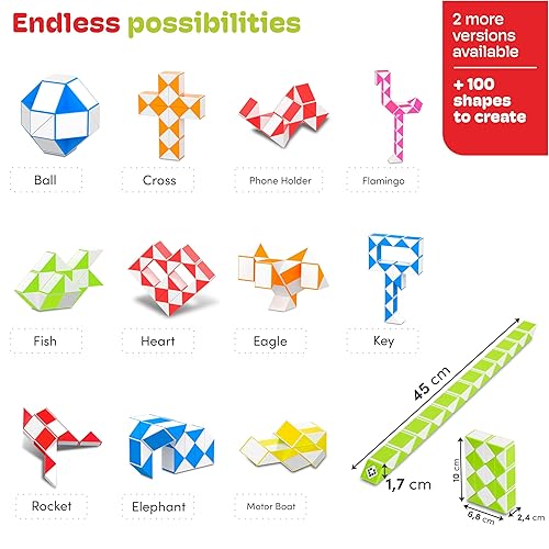 CUBIDI® Magic Snake Cube Fidget Snake Toy for Kids Travel Toys